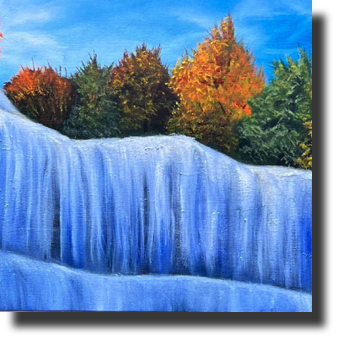 Triple Falls, oil on canvas, 16hx12w in, $340